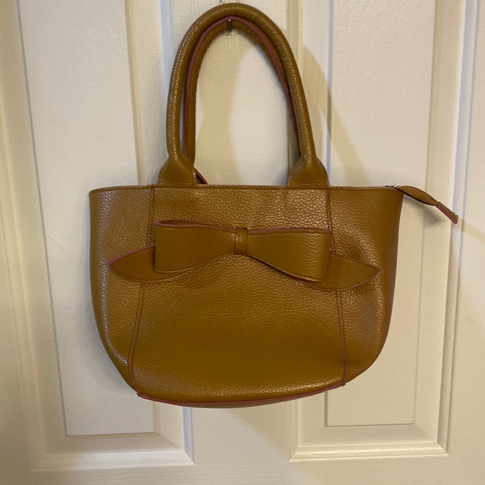 Main Street Collection Charlotte Camel Bow Zip Handbag